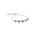 Sterling Silver Plated Amethyst and CZ Adjustable Bracelet for Women