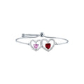 Adjustable Sterling Silver Plated Jewelry Bracelet with Simulated Ruby Pink Sapphire CZ