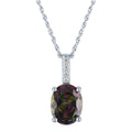 Sterling Silver Mystic Topaz & CZ Necklace 18 Inch Ladies Jewelry