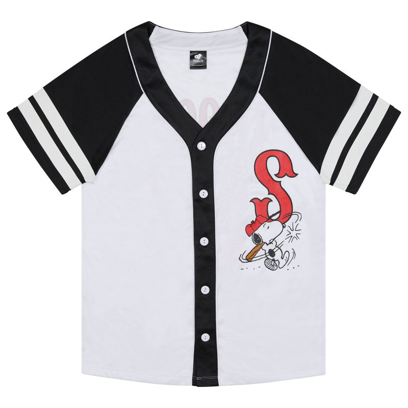 Ladies Snoopy Baseball Jersey Shirt - White, Medium, Sports Style