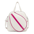 Multi-Compartment Tennis Racket Tote Bag for Sports & Travel - White & Pink