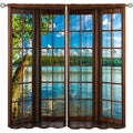 Mountain Forest Landscape Window Curtains - Blackout Drapes for Bedroom & Living Room