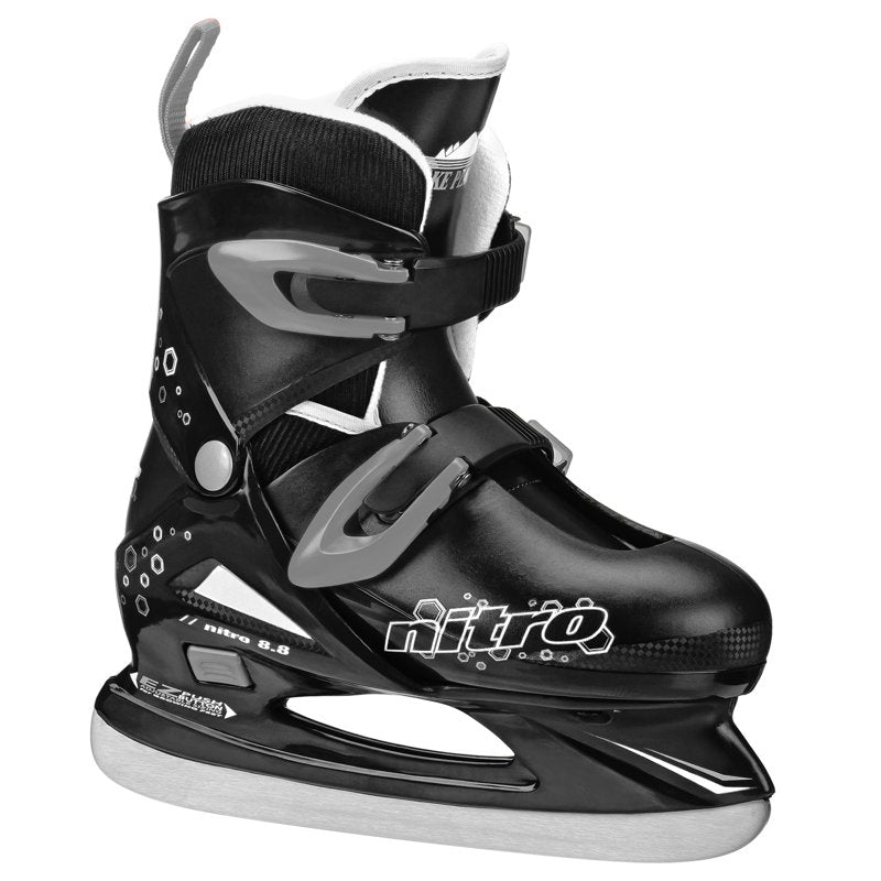 Adjustable Youth Ice Skates for Beginners & Recreation - Gray/Black