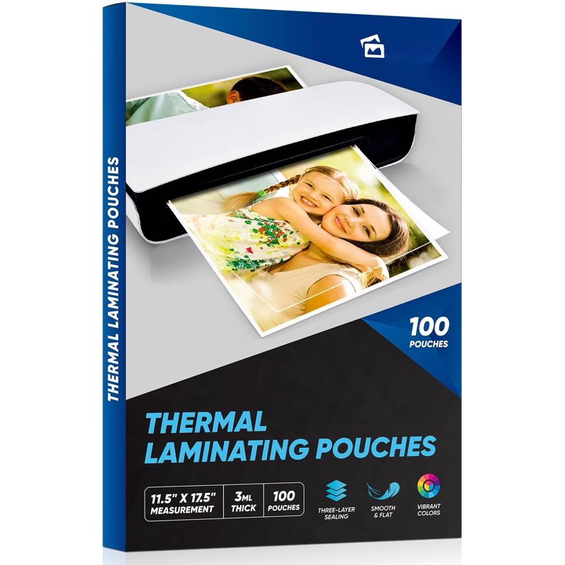 100 Pack Clear Laminating Sheets 11 x 17 Inch for Thermal Laminator - Durable & Rounded Corners