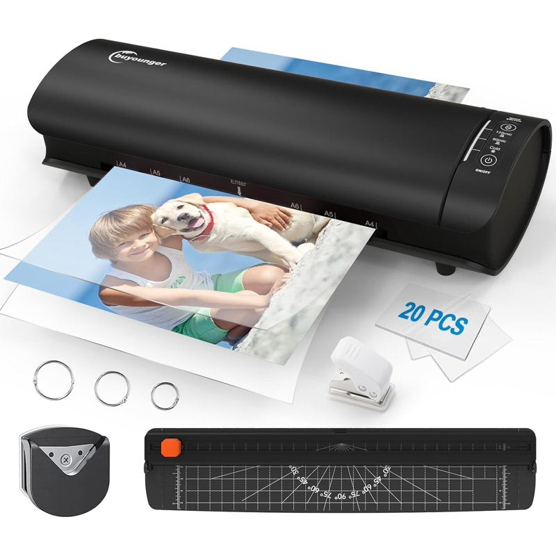 A4 Laminator Machine with 20 Pouches Hot Cold 9-Inch Personal Laminator for Home Office School