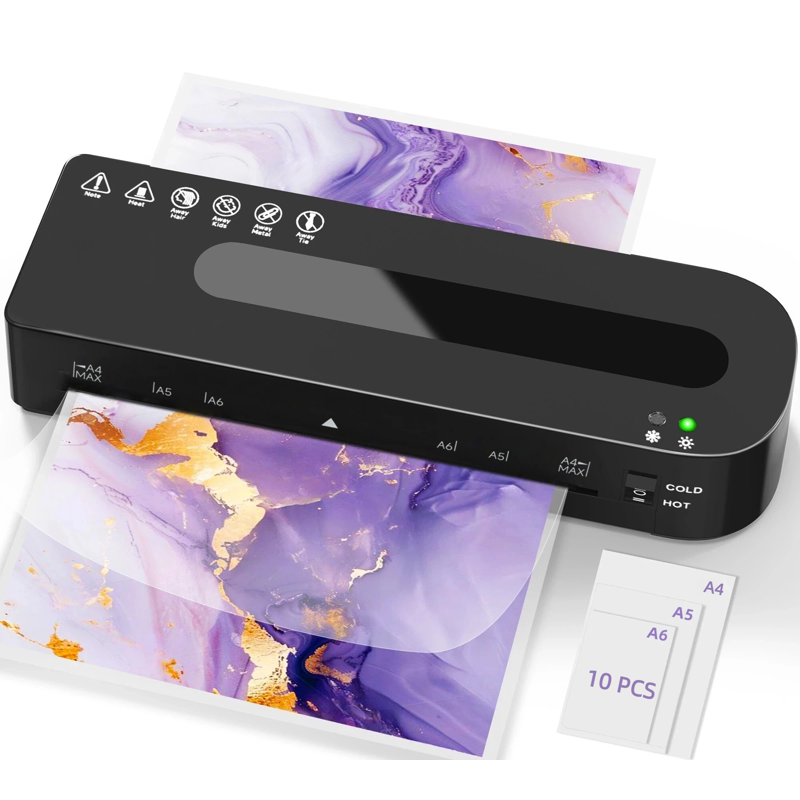 A4 Laminator Machine Hot & Cold Dual Function with 10 Laminating Sheets - Compact Office & Home Use