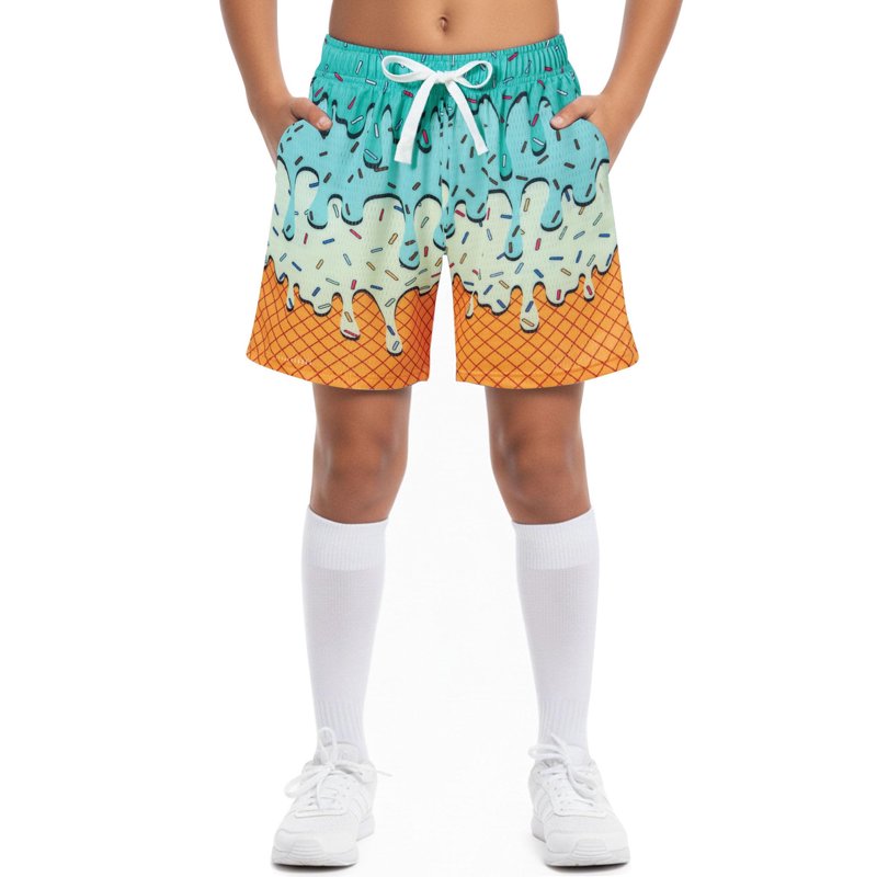Kids Athletic Performance Shorts Breathable Mesh Quick-Dry Stretch Basketball Active Sweat Shorts