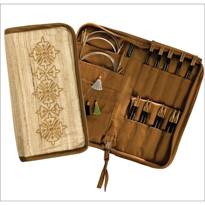 Interchangeable Knitting Needle Set 4-inch Ebony Tips with Cords & Case