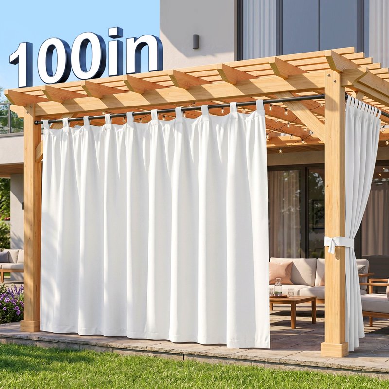 Outdoor Waterproof Curtain Panel for Patio – Blackout, Thermal Insulated, Extra Wide 100"x84"