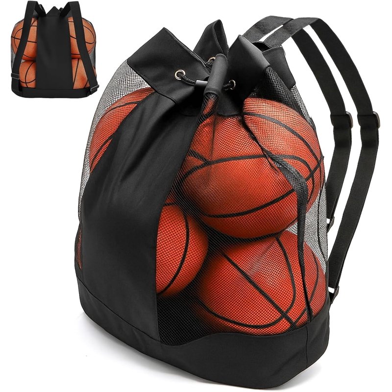 Sports Equipment Bag Mesh Drawstring Backpack for Soccer Basketball Volleyball