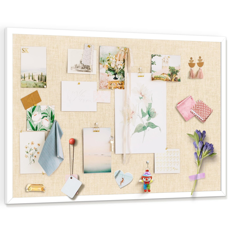 36x24 Inch White Cork Bulletin Board with Frame - Wall Mount Organizer