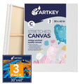 30x40 Inch Art Canvas Pack - 3 Acid-Free Cotton Stretched Canvases for Painting
