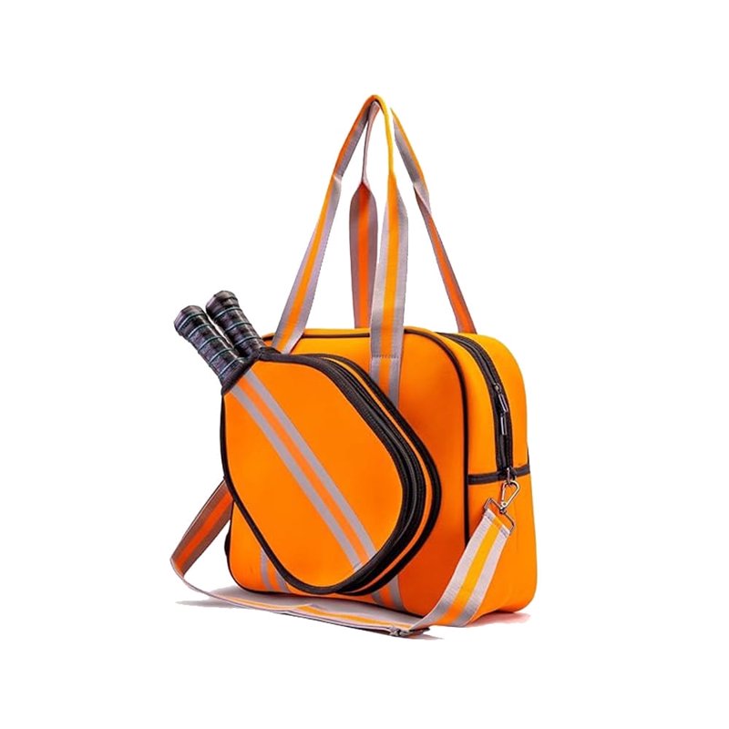 Orange Large-Capacity Waterproof Pickleball Bag with Adjustable Shoulder Strap and Racket Compartment