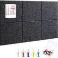 Large Wall Cork Board Tiles 36x24 Inches | 6 Pack Felt Bulletin Boards with Pushpins