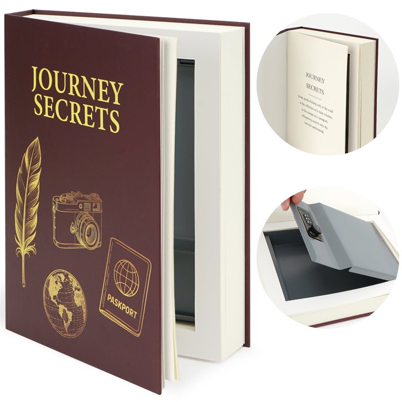 Large Decorative Book Safe with Combination Lock for Hidden Storage, 10.8 x 7.7 x 1.8 Inches