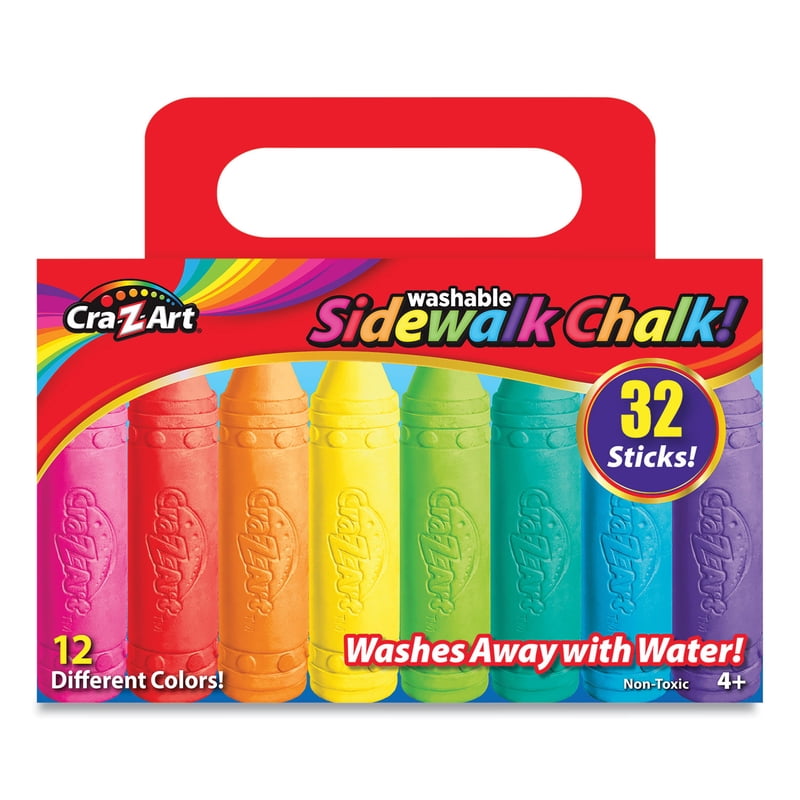 Multicolor Washable Sidewalk Chalk Set for Outdoor Creativity - 32 Pieces
