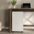 2-Drawer Locking File Cabinet with Wheels - Office Storage, White