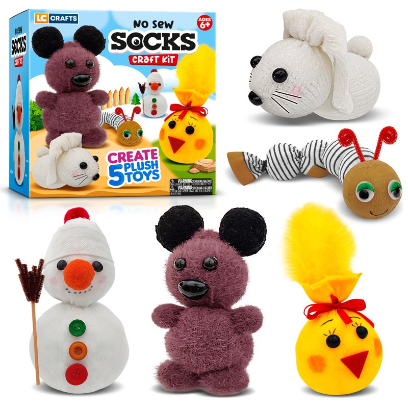 Kids Plush Toy Craft Kit - Create 5 No-Sew Stuffed Animals for Ages 7-12
