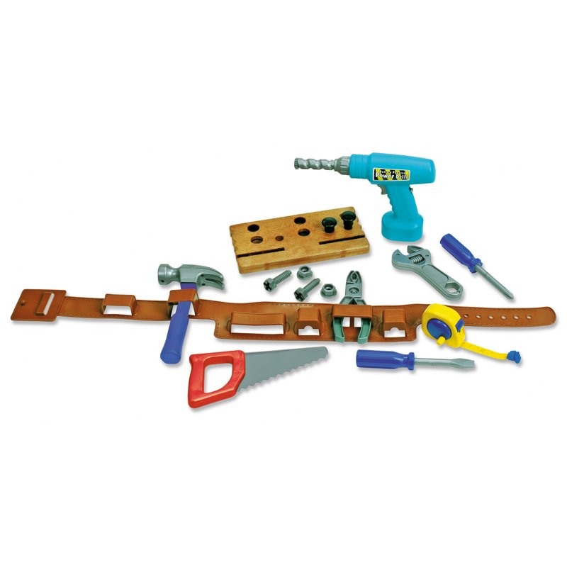 Kids Construction Play Tool Set with Belt & Battery-Powered Drill - Pretend & Build Toys for Ages 3+