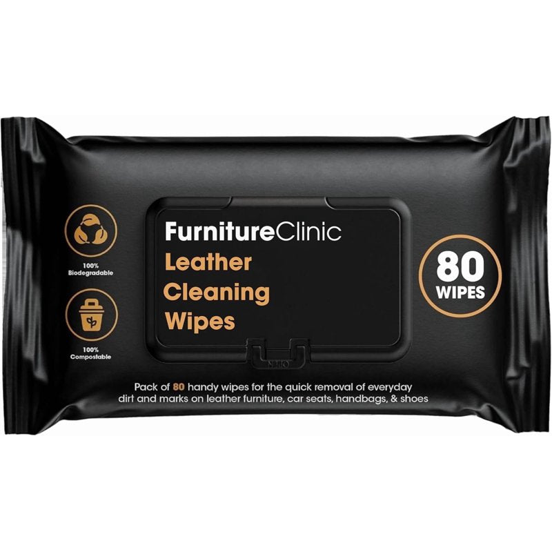 Leather & Vinyl Furniture Cleaning Wipes - Multi-Purpose, Residue & Streak-Free - Eco-Friendly, 80 Count