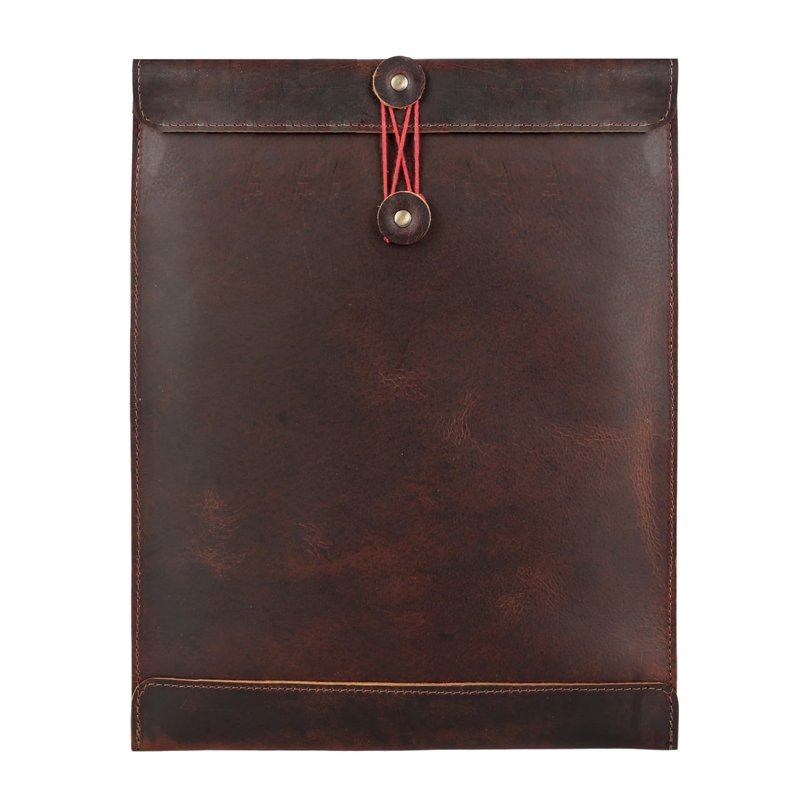 Leather Document Holder Mailing Envelope - 12.5 Inch Office Portfolio, Handmade Bourbon Brown