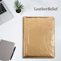 Vegan Leather Portfolio Binder with Zipper & Tablet Sleeve - Gold