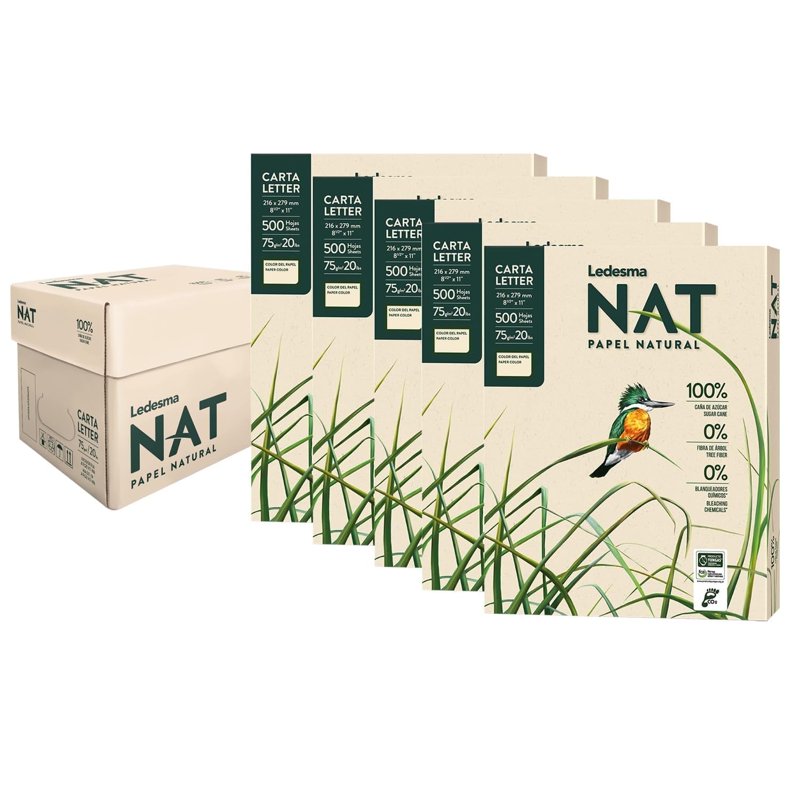 Sustainable Sugarcane Pulp Printer Paper - Letter Size, 5 Reams, 2500 Sheets