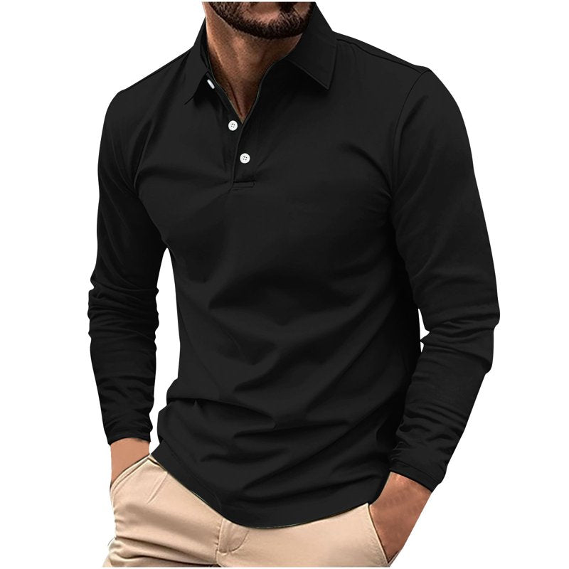 Men's Long Sleeve Polo Shirt - Casual Golf & Sportswear with Pocket
