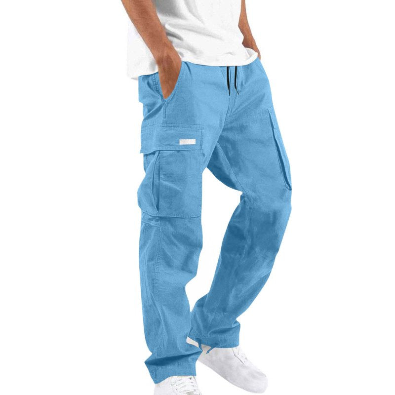 Men's Big & Tall Cargo Pants with Cotton Fabric and Elastic Waist
