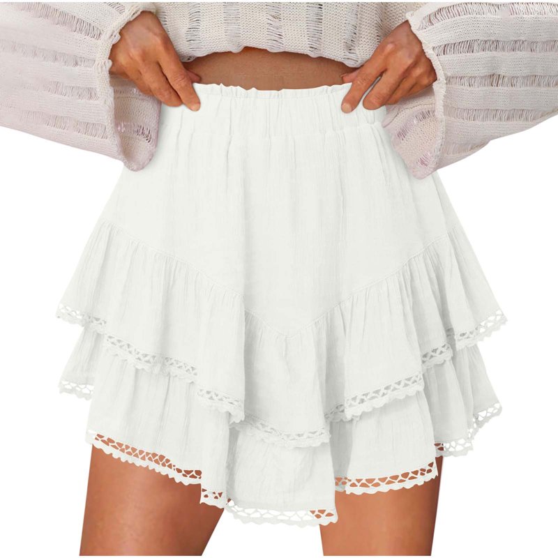 Women's Mini Skorts with Ruffle Tiered Design - High Waist, Casual & Boho Style