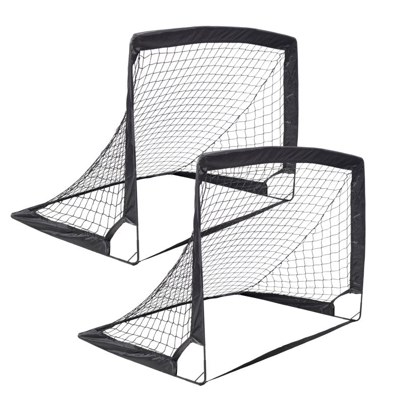 Leumius 2 Pack Pop Up Soccer Goals - 4' x 3' Portable Indoor/Outdoor Black
