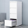 Metal 4-Drawer File Cabinet with Lock, Office Storage, Fits Letter Legal A4, White/Black