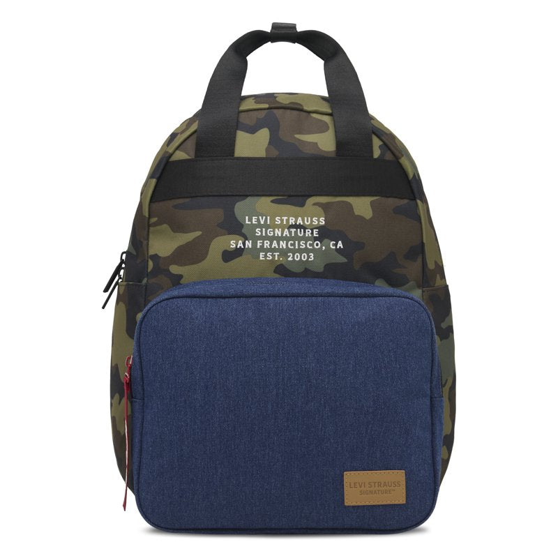 Men's 17-Inch Camo and Denim Fashion Backpack with Organized Compartments