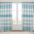 Coastal Style Blue Maui Curtain Panel - 55x84in. Cotton Striped Drapes