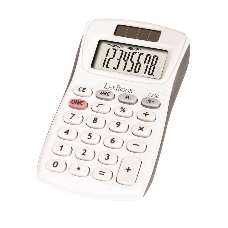 Last Digit Erase Desktop Calculator - 8-Digit Solar Pocket Calculator White