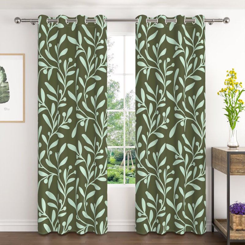 Room Darkening Blackout Curtains with Grommet Top - Insulated Window Drapes, 2 Panels Set
