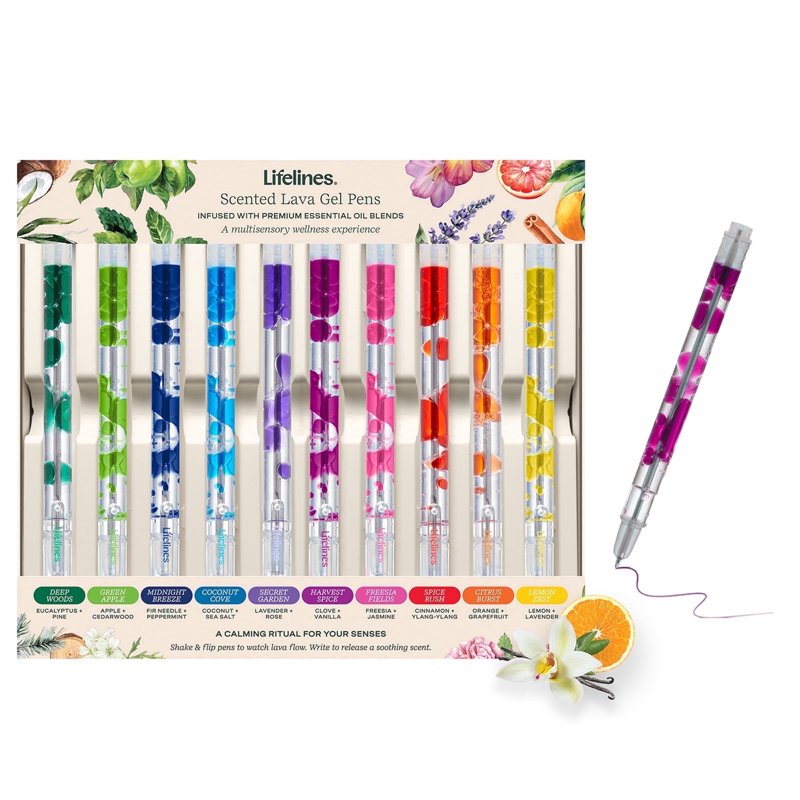 Scented Lava Gel Pen Set - 10 Colorful Aromatherapy Writing Pens