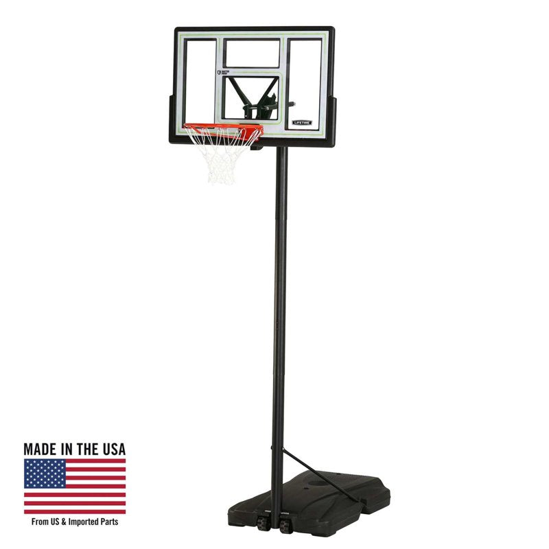 Portable 46-Inch Shatterproof Basketball Hoop with Adjustable Height and Classic Rim