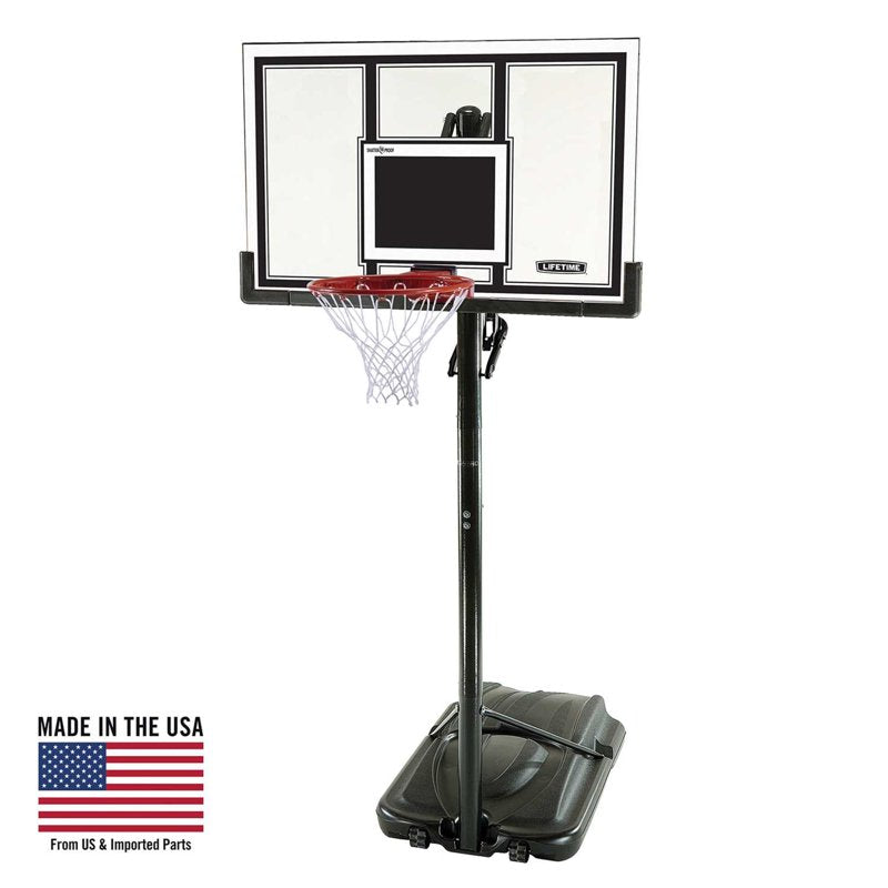 Portable 54-Inch Shatterproof Basketball Hoop with Adjustable Height & Slam-It Pro Rim