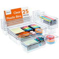 25 Pack Clear Plastic Drawer Organizers for Office and Home Storage