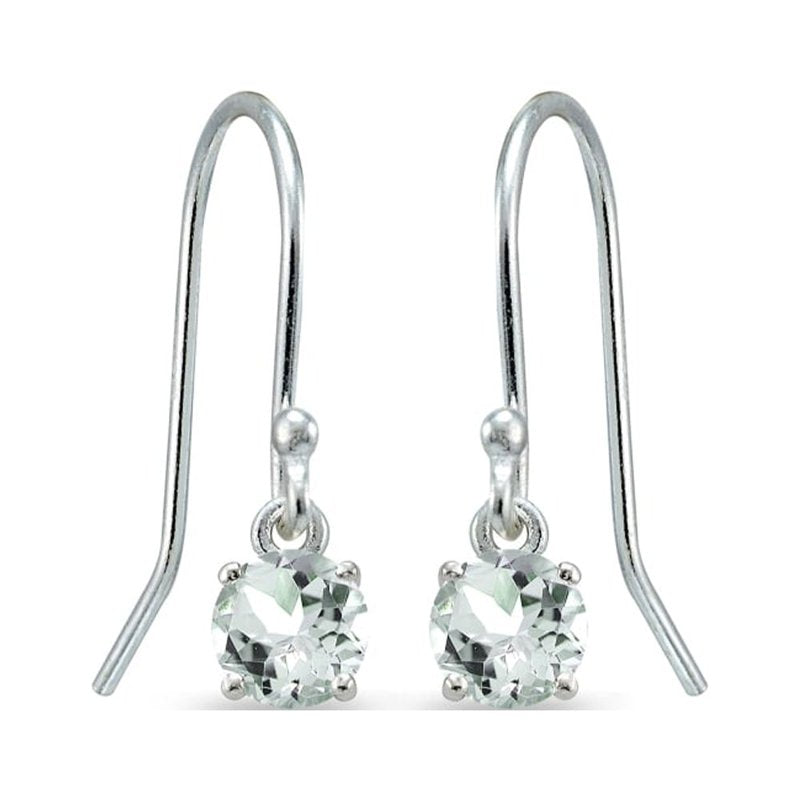 Sterling Silver 5mm Round Solitaire Dangle Earrings for Women & Teens
