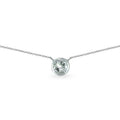 Sterling Silver Bezel-Set Dainty Choker Necklace with 6mm Light Aquamarine Gemstone