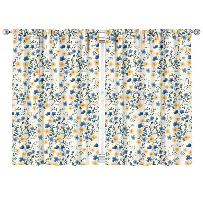 Light Control Floral Blackout Curtains - 2 Panels for Bedroom & Living Room