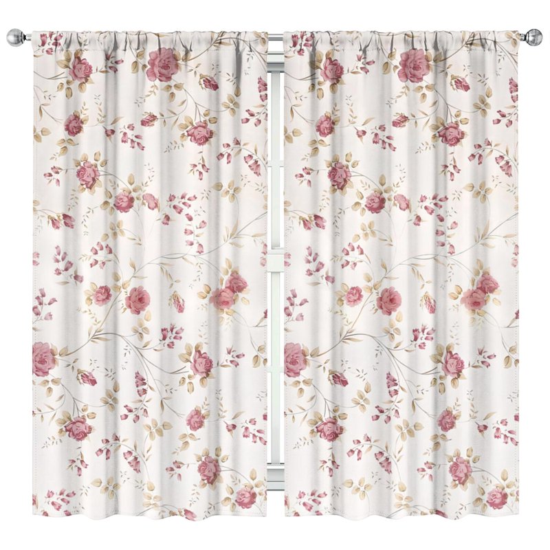 Light Filtering Floral Curtains 42x84 Inch Blackout Drapes for Bedroom Privacy