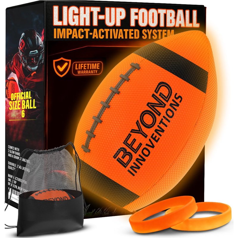 Glow in the Dark Football for Kids - Official Size Night Play