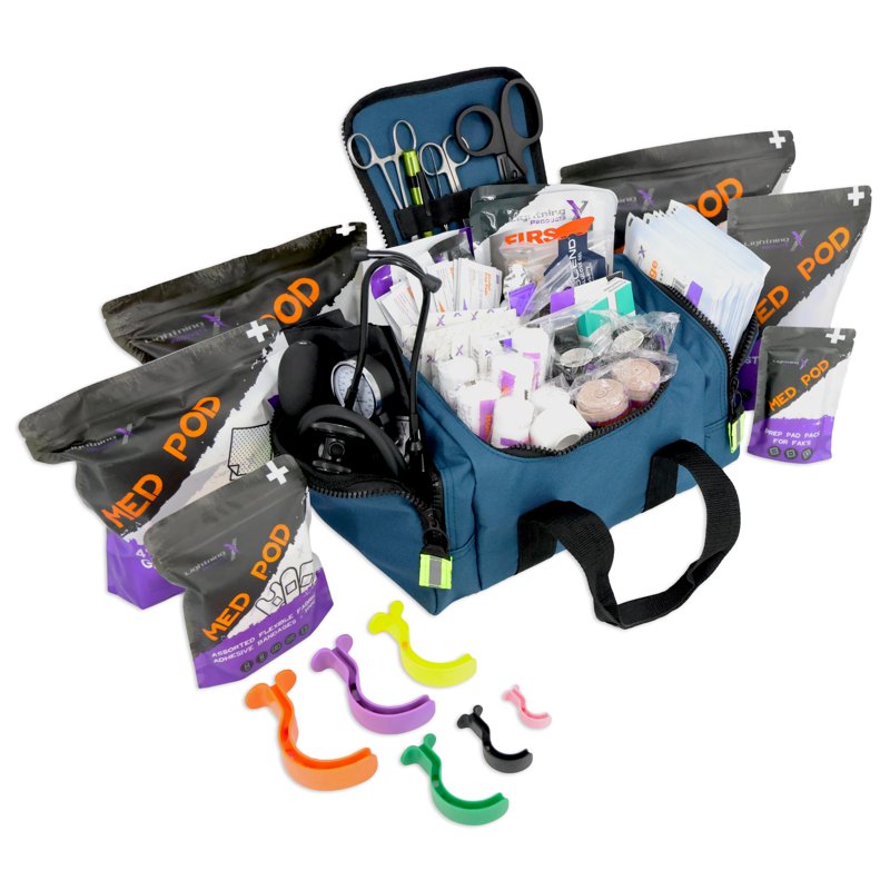 Compact Trauma First Responder EMS Bag with Standard Fill Kit - Multiple Colors