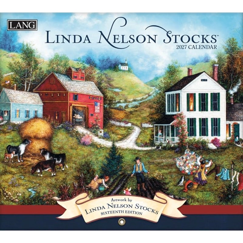 Linda Nelson Stocks 2027 Wall Calendar - Rural Artwork with Full-Color Monthly Pages