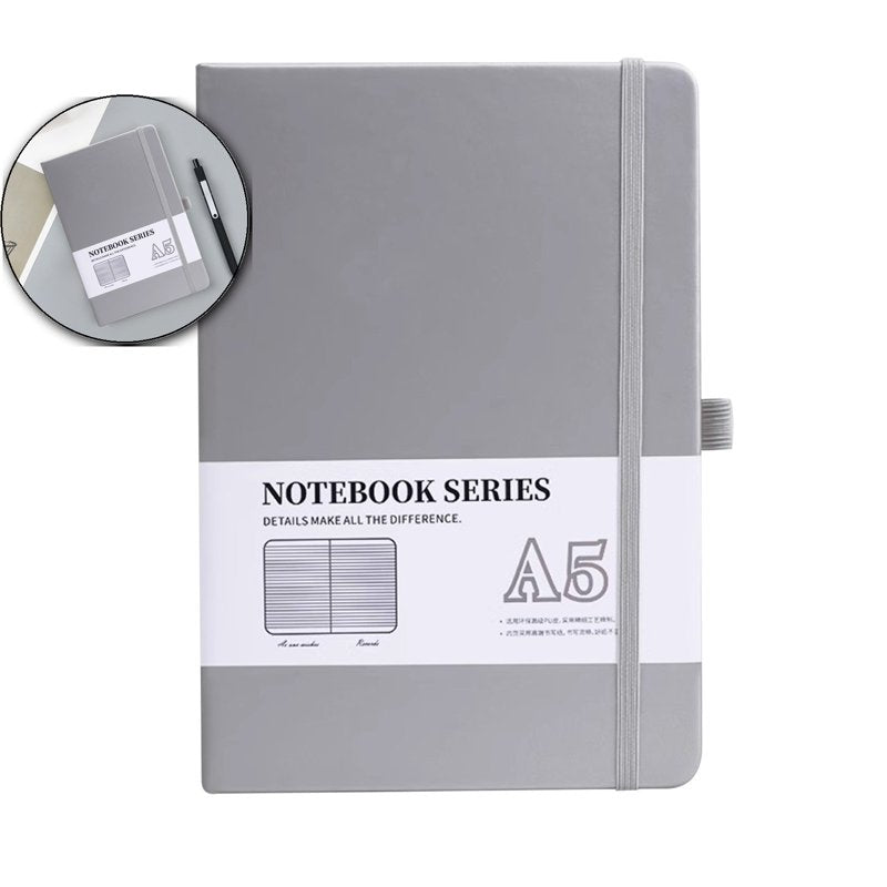 Lined Hardcover Notebook for Journaling and Note Taking - 200 Pages, A5 Size, Leather Cover with Pen Holder, Various Colors