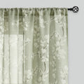 Light Filtering Floral Sheer Curtains for Bedroom and Living Room - Sage Green Blossom Print, 63 Inch Length, 2 Panels with Rod Pocket