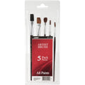 5-Piece Artist Paint Brush Set for Oils Watercolors Acrylics - Natural Bristles